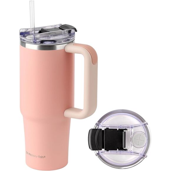 EK-Memory-fish 30 oz Tumbler with Handle and Straw Insulated - Rose Pink (4279) - Picture 1 of 6